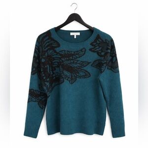 Liz Claiborne Teal and Black Floral Sweater